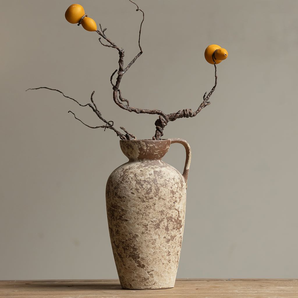 Thick Ceramic Vintage Mottled One-Handle Vase