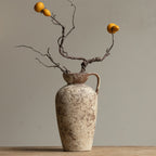 Thick Ceramic Vintage Mottled One-Handle Vase