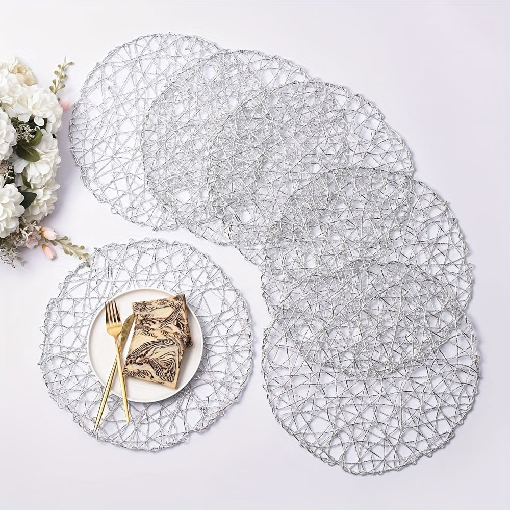 Set of 6 Modern Hollow Woven Round Placemats