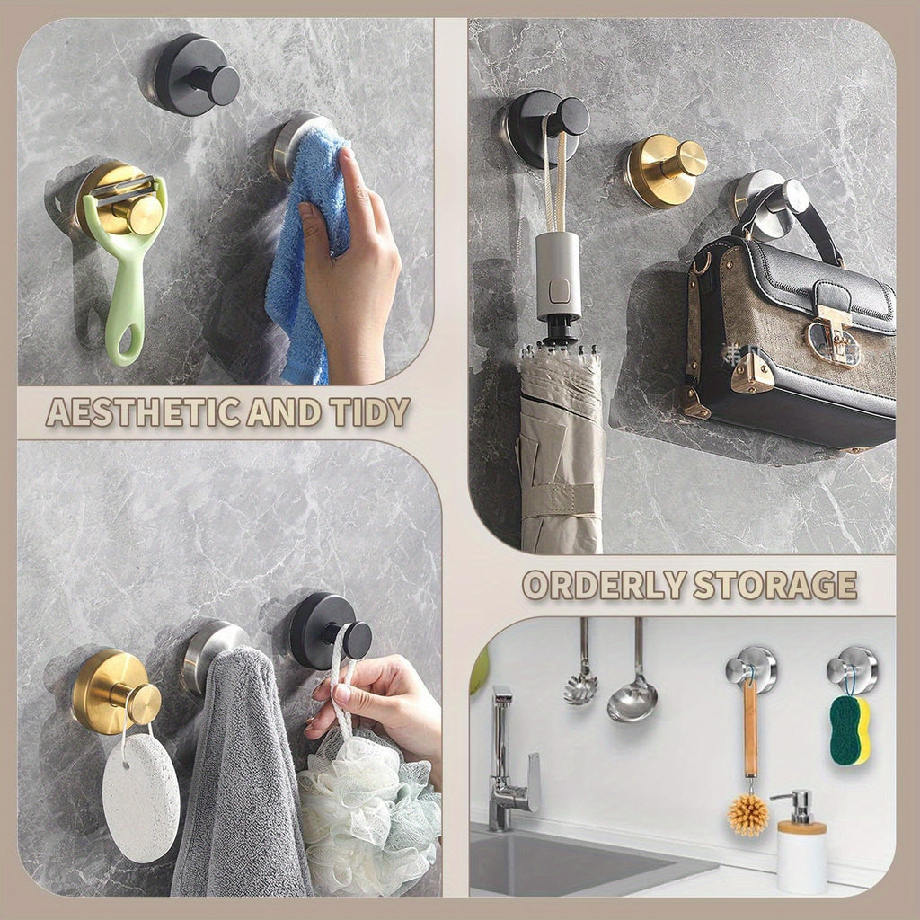 2 Stainless Steel Suction Cup Towel Hooks