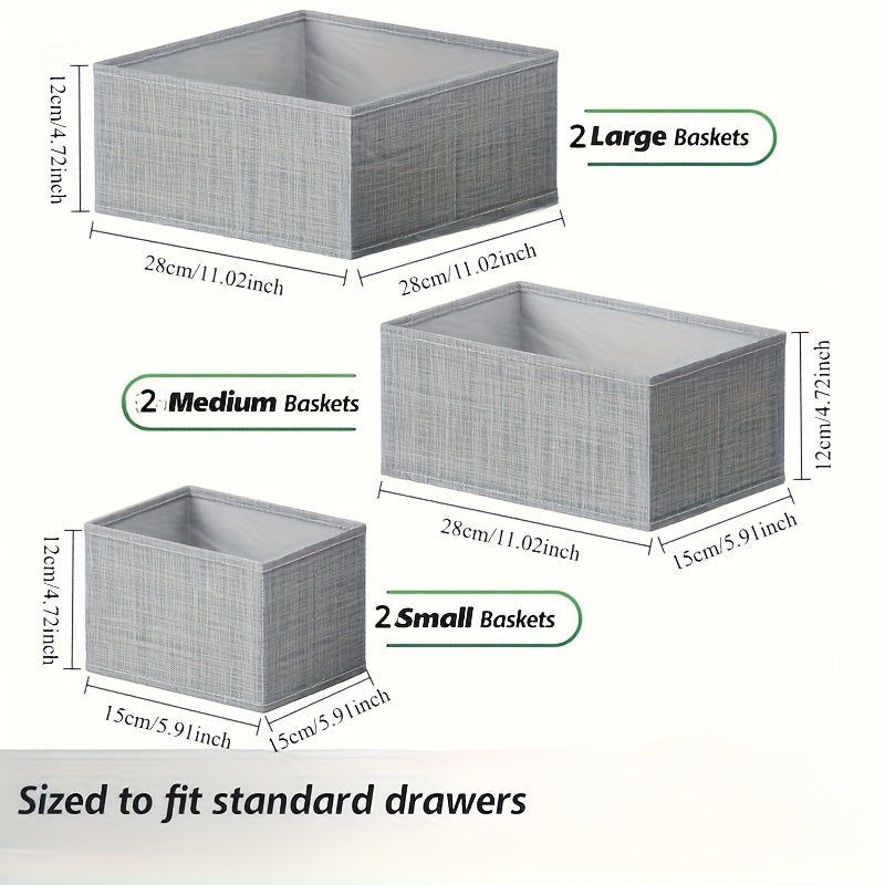 6-Piece Non-Woven Fabric Drawer Organiser Set