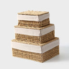 Set of 3 Handwoven Storage Boxes with Lids