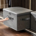 Set of 4 Large Foldable Canvas Storage Boxes with Lids