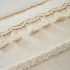 Natural Linen Cushion Cover with Geometric Tassel Detail