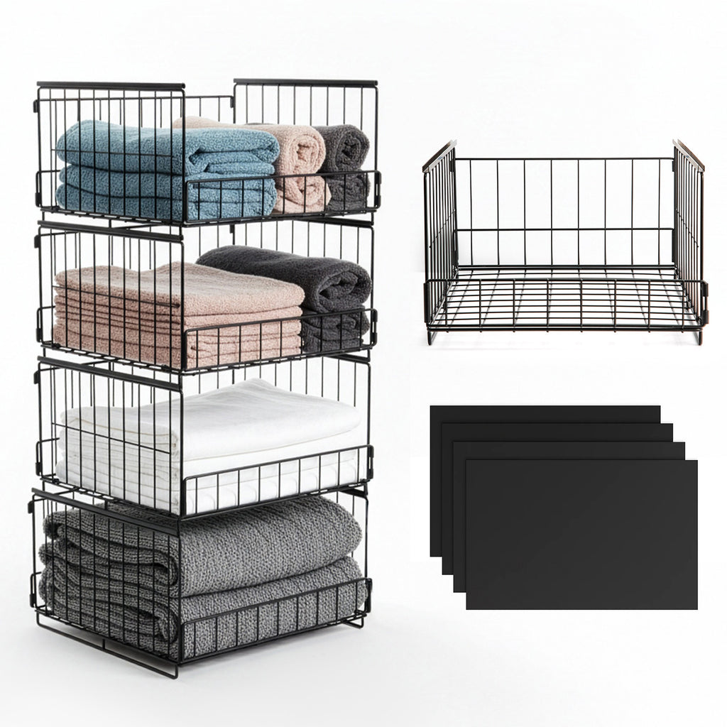 Set of 4 Stackable Sliding Wardrobe Storage Boxes