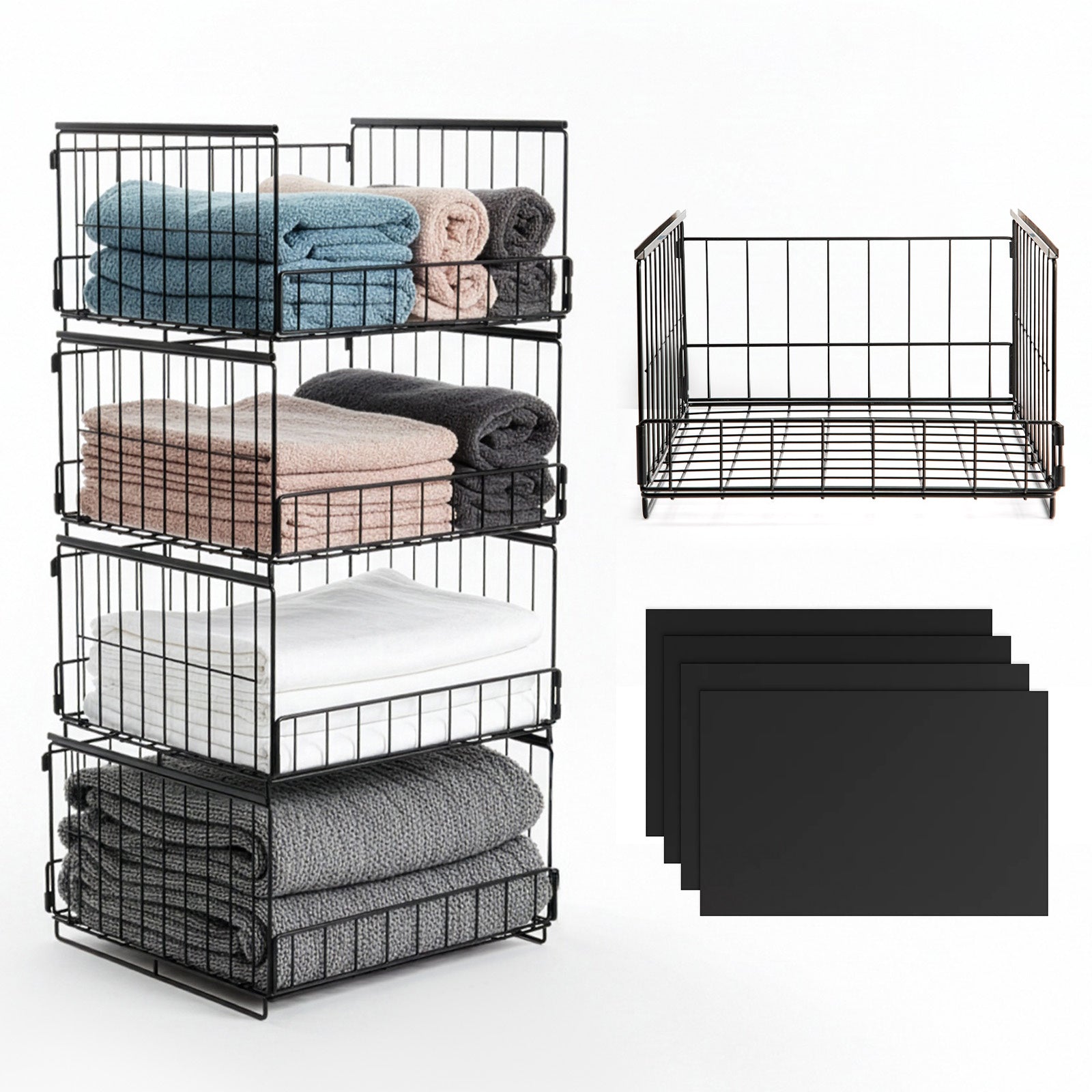 Set of 4 Stackable Sliding Wardrobe Storage Boxes