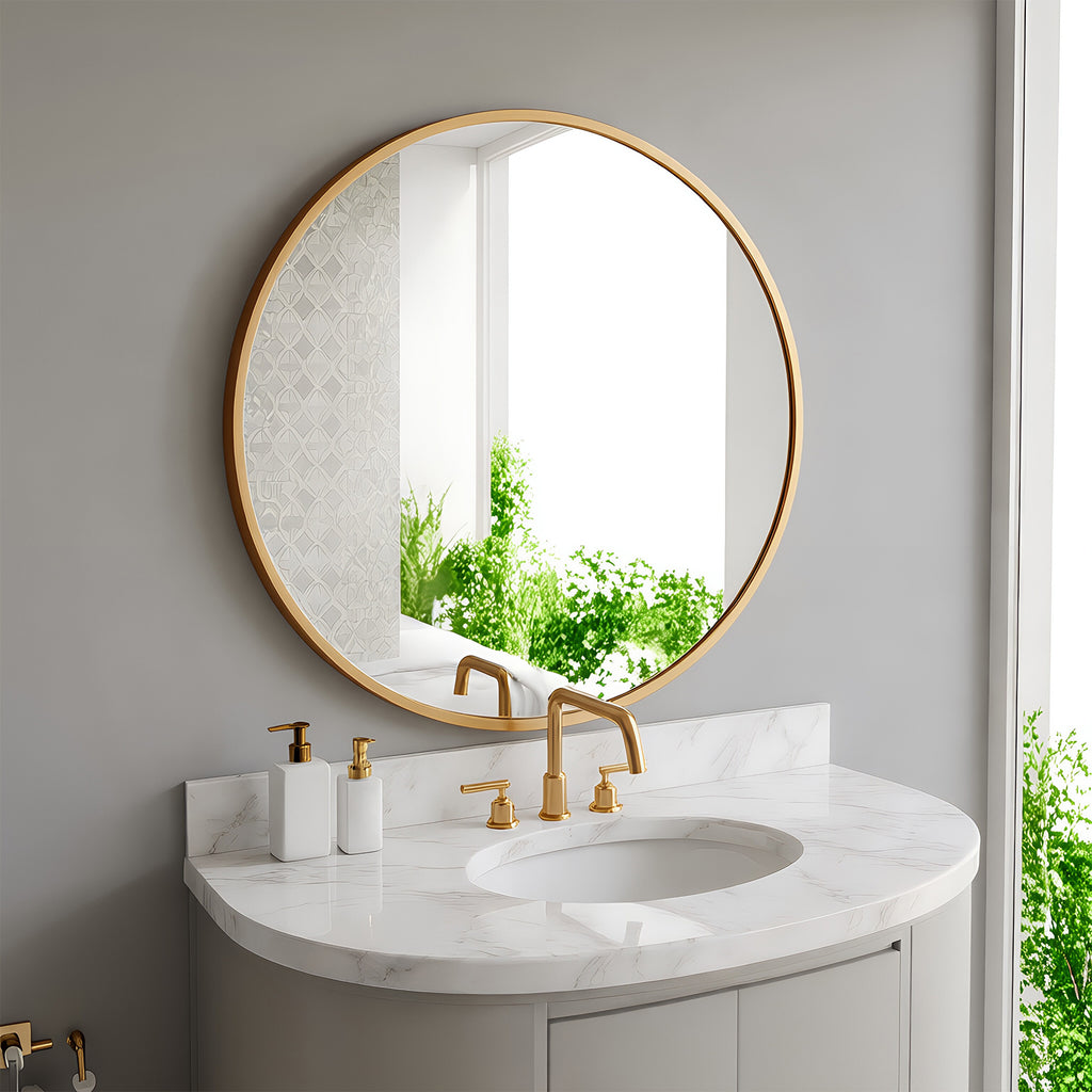 60cm Gold Framed Round Wall Mirror