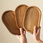 Japanese-Style Oval Wooden Tray