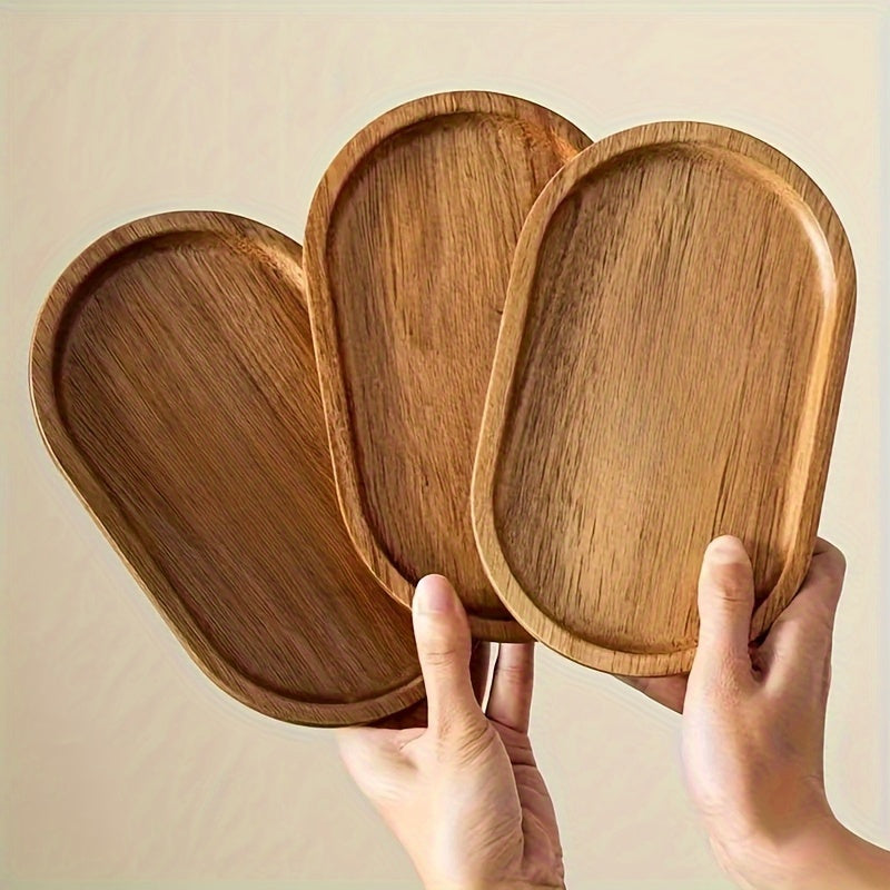 Japanese-Style Oval Wooden Tray