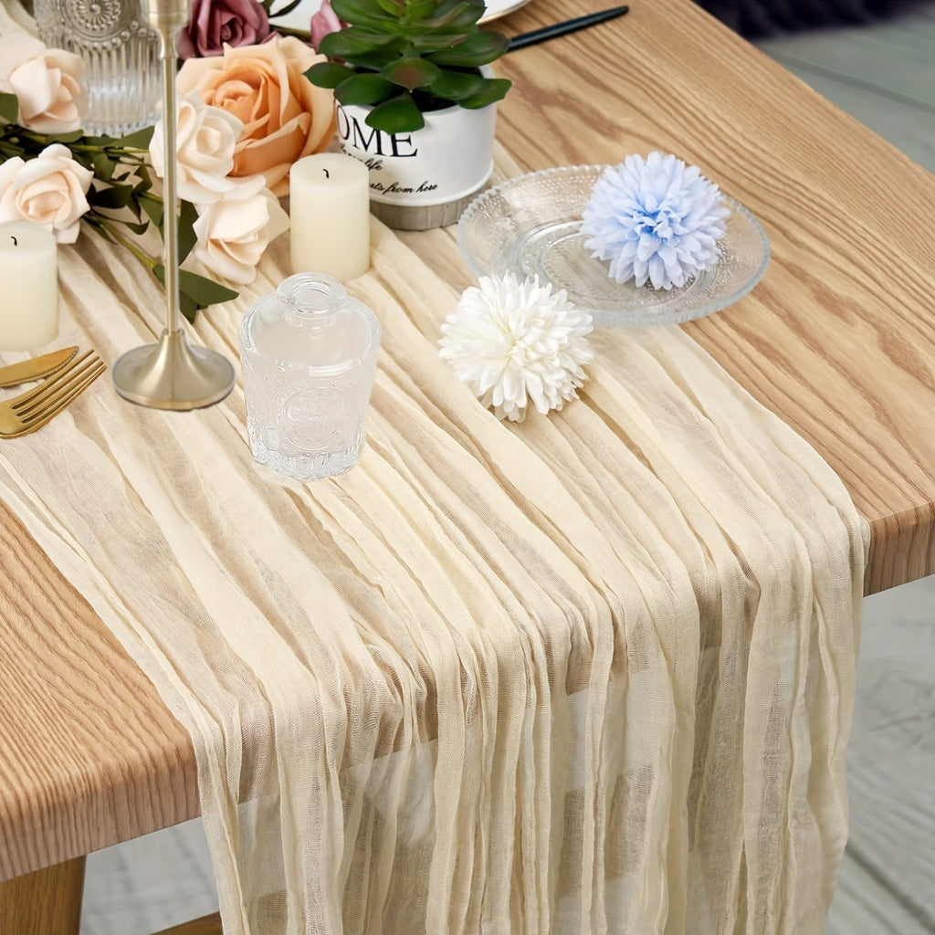 Crinkled Polyester Gauze Table Runner