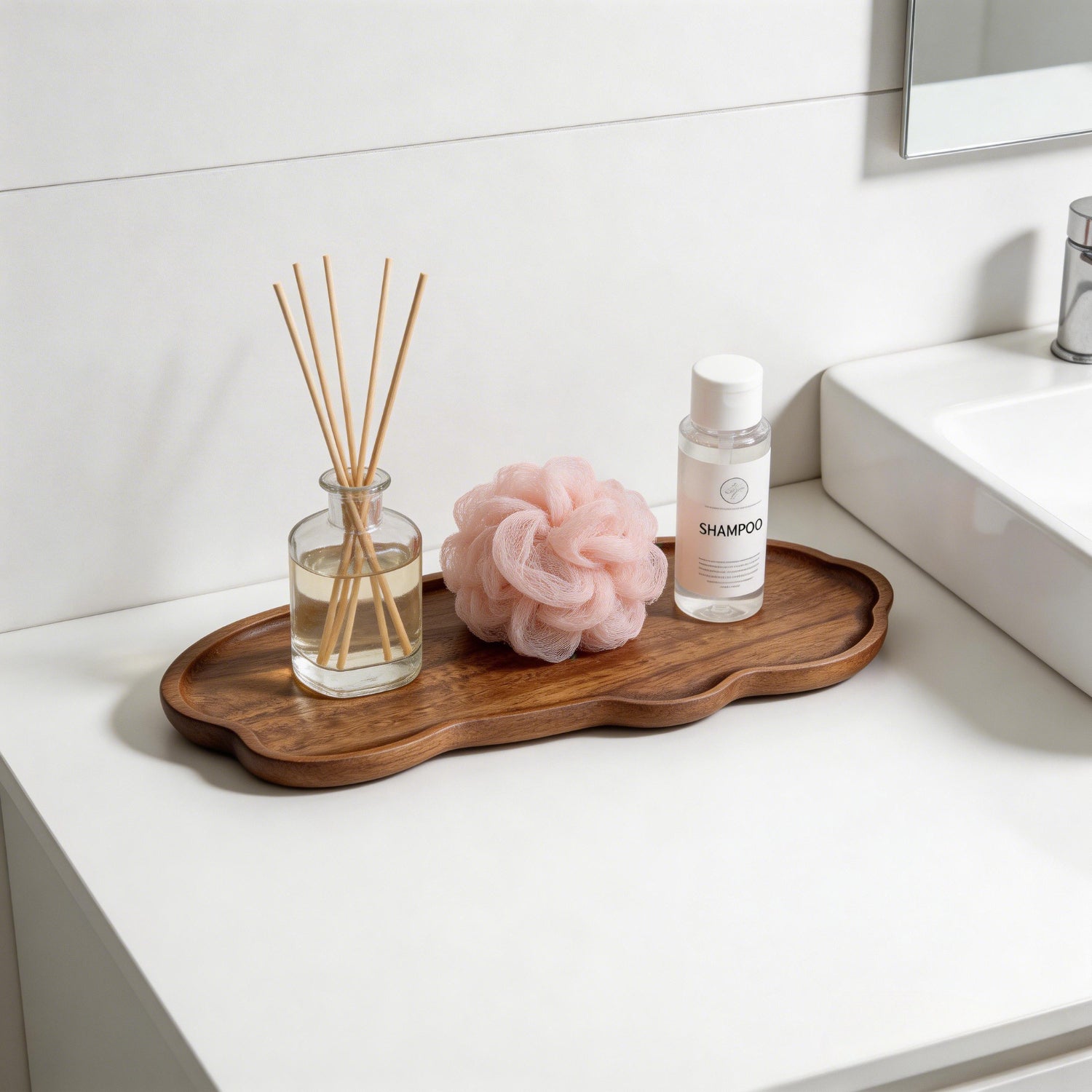 Cloud-Shaped Wooden Bathroom Tray