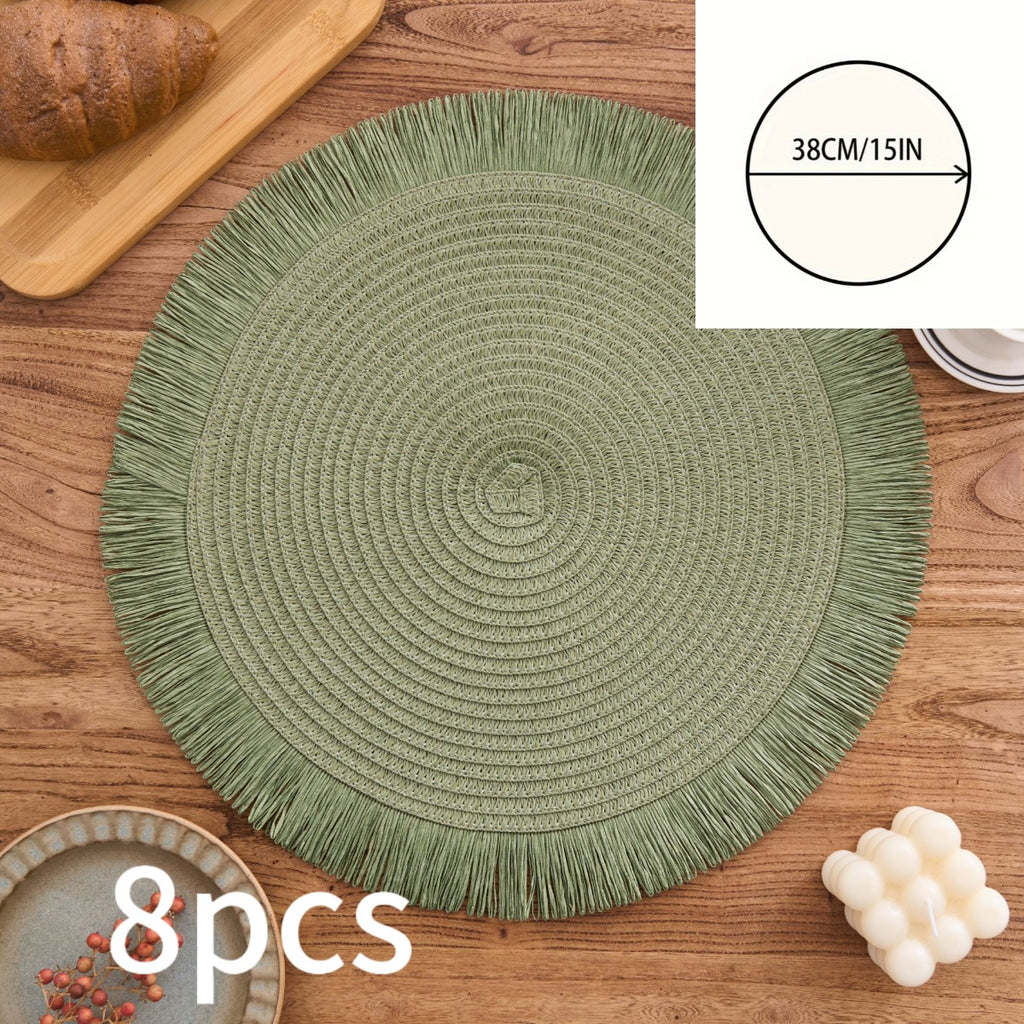 Bohemian Round Solid Colour Placemats – Set of 2, 4 or 8