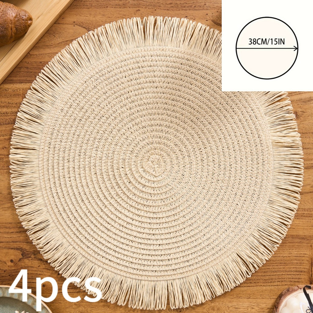 Bohemian Round Solid Colour Placemats – Set of 2, 4 or 8