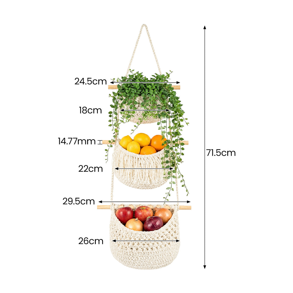 3-Tier Boho Braided Rope Wall Organiser