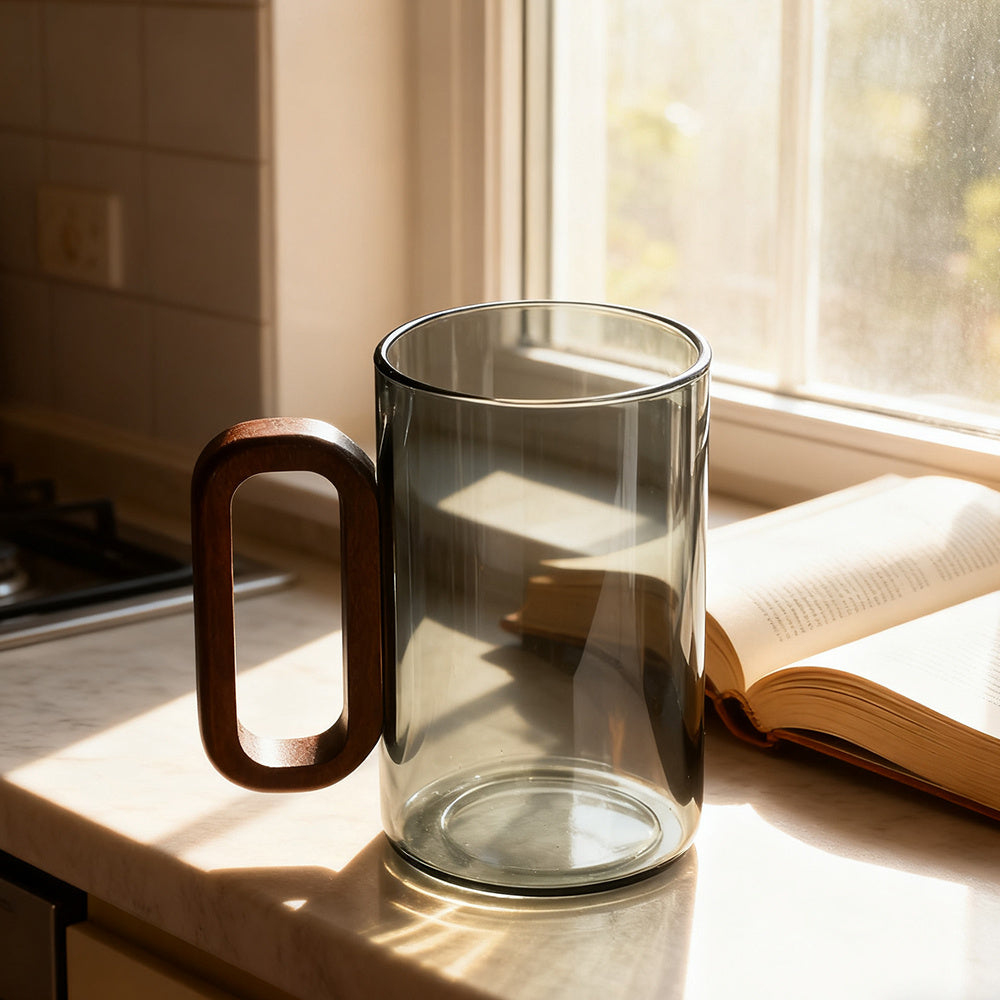 360ml Borosilicate Glass with Wooden Handle