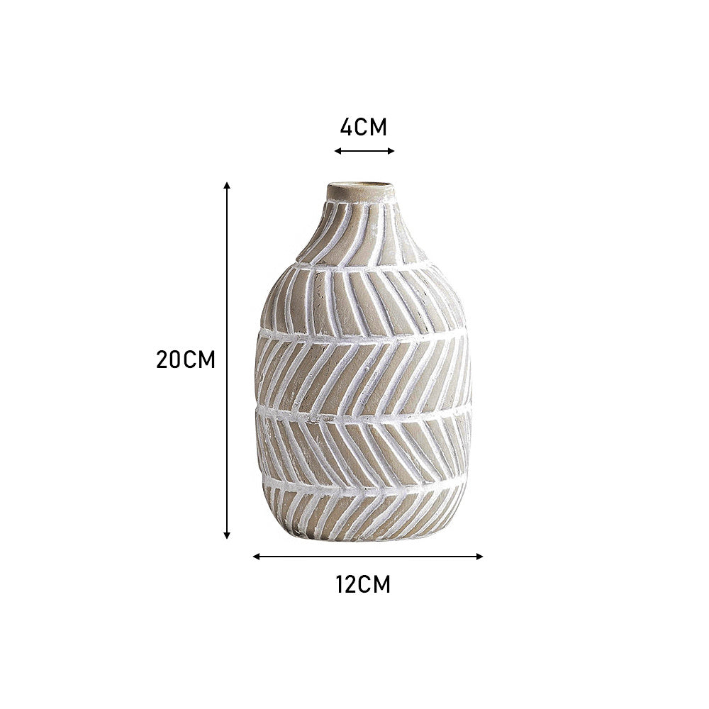 Nordic Striped Textured Ceramic Vase