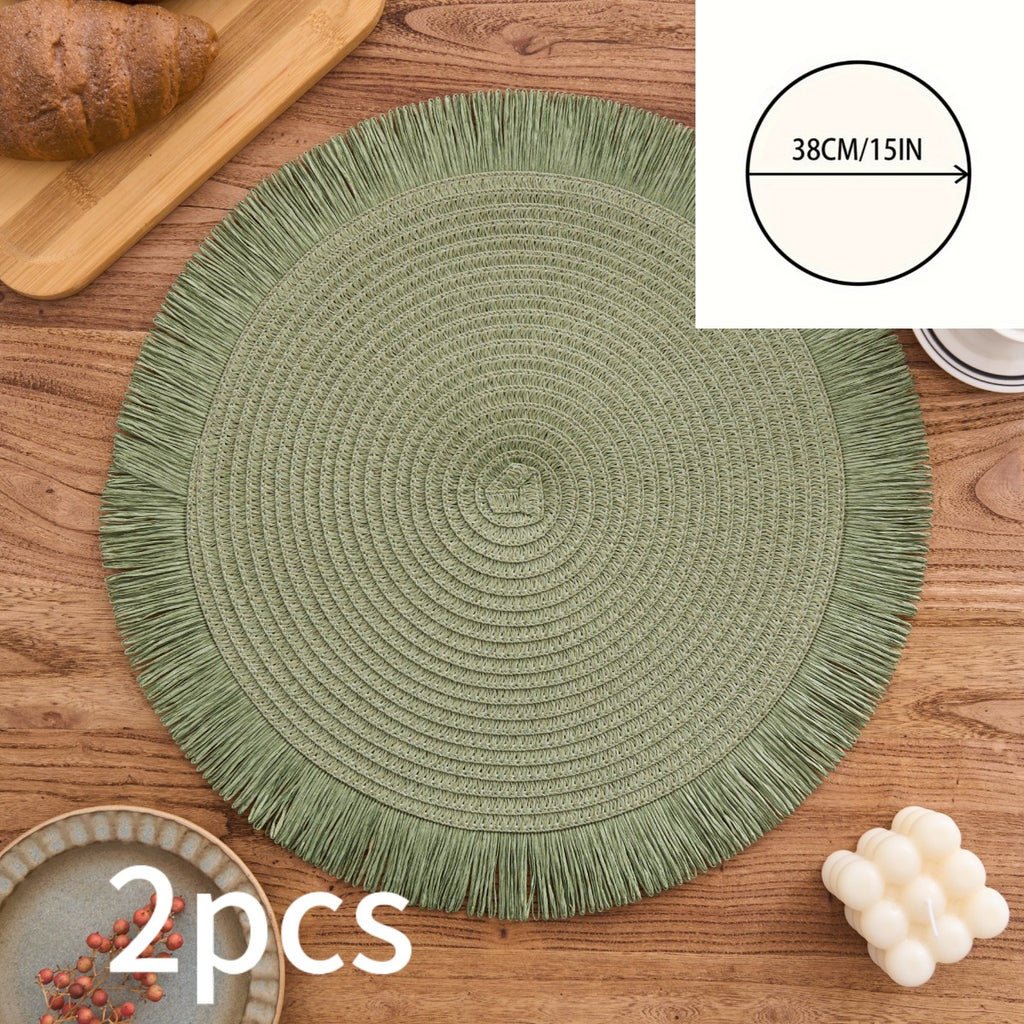 Bohemian Round Solid Colour Placemats – Set of 2, 4 or 8