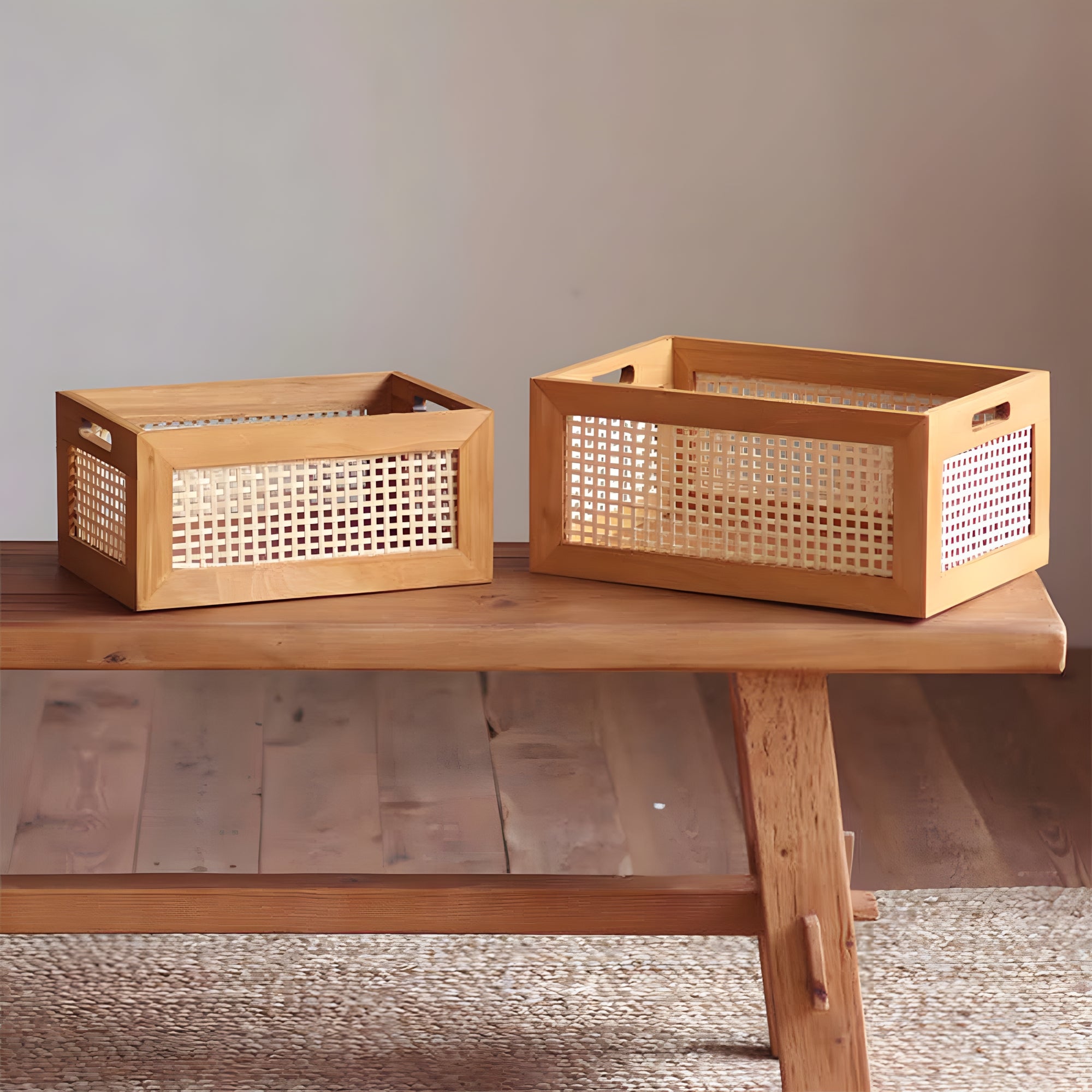 Vintage Multipurpose Wooden Countertop Basket