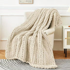 Chunky Knit Chenille Throw – 100% Polyester