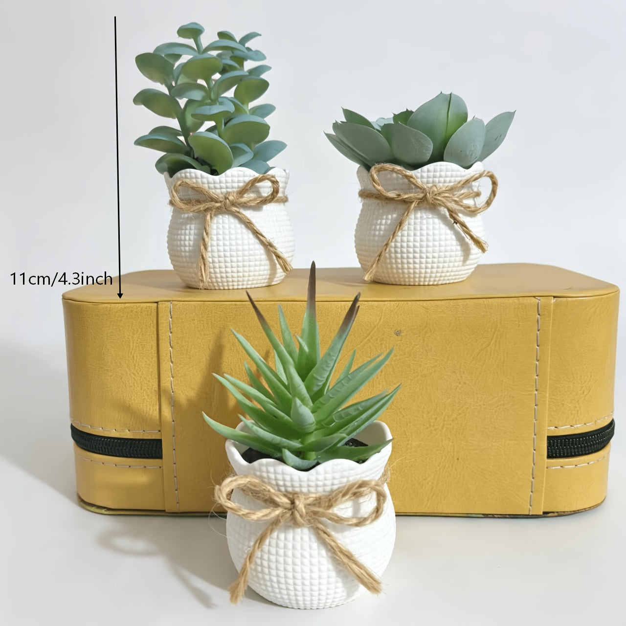 Set of 3 Mini Artificial Succulent Bonsai Plants