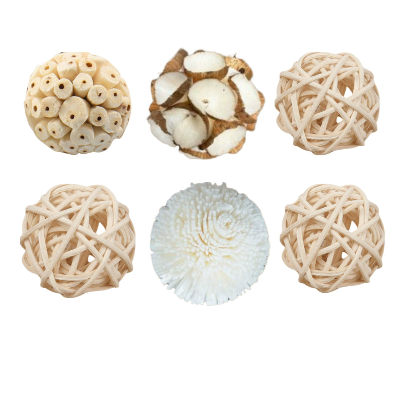 Set of 6 Handcrafted Wicker Decorative Balls