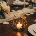 Elegant Geometric Hexagonal Iron Candle Holder
