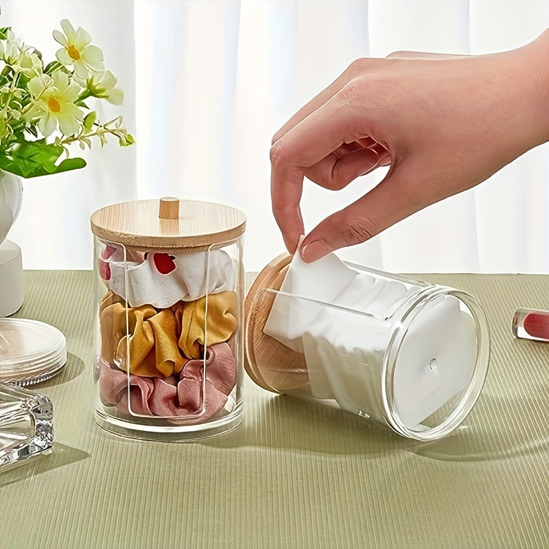 Acrylic Hair Tie Organiser with Bamboo Lid