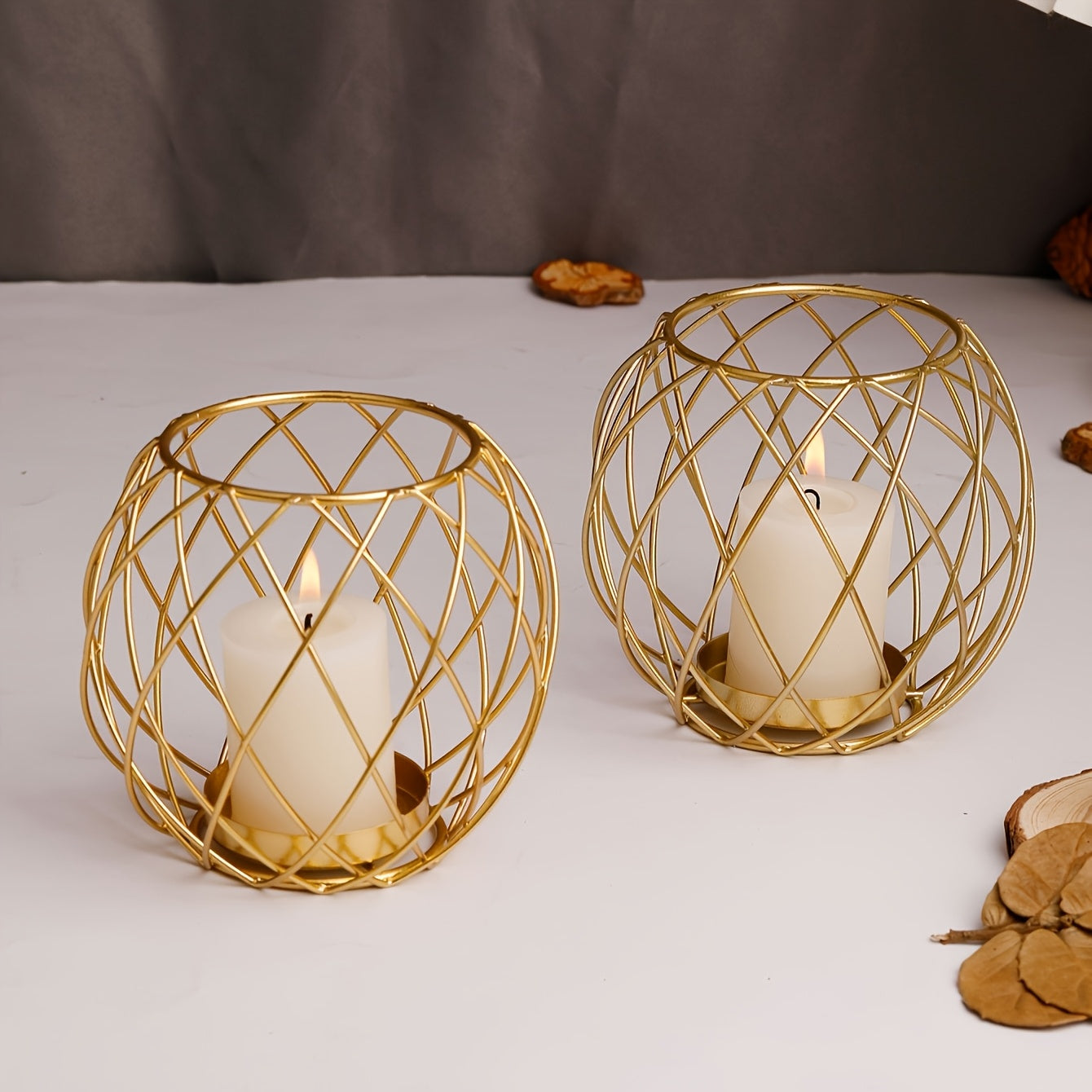 Elegant Metal Geometric Candle Holder