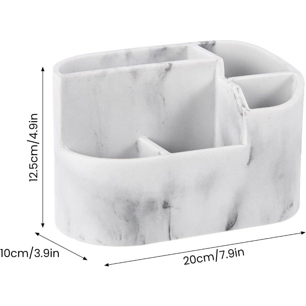 White Marble Resin Toothbrush & Cotton Box Set