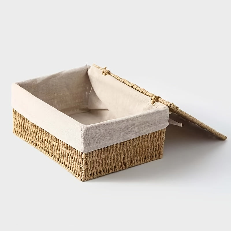 Set of 3 Handwoven Storage Boxes with Lids