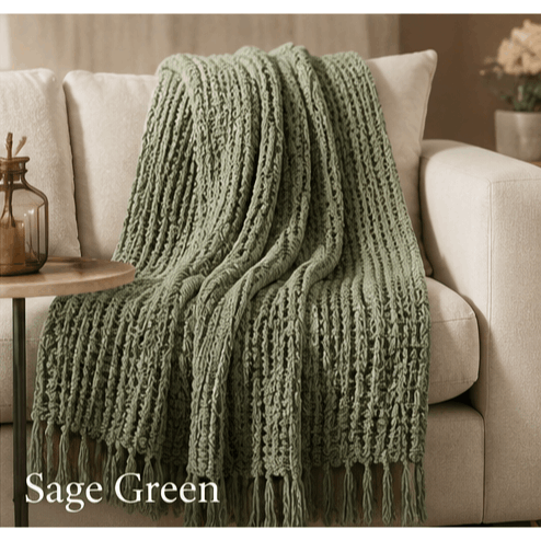 Olivia Rocco Chenille Box-Stitch Throw