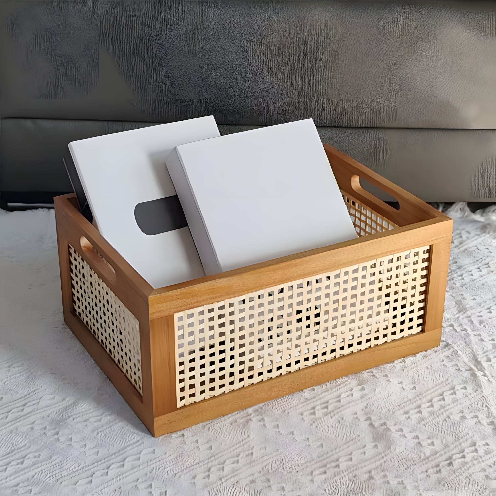 Vintage Multipurpose Wooden Countertop Basket