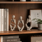Set of 3 Abstract Seated Human Sandstone Resin Figurines