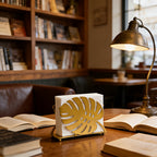 Gold Leaf Iron Napkin & Plate Holder