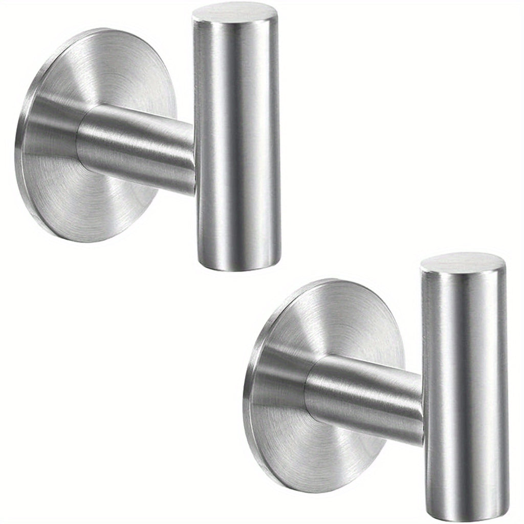 2 Heavy-Duty Adhesive Stainless Steel Hooks