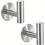 2 Heavy-Duty Adhesive Stainless Steel Hooks