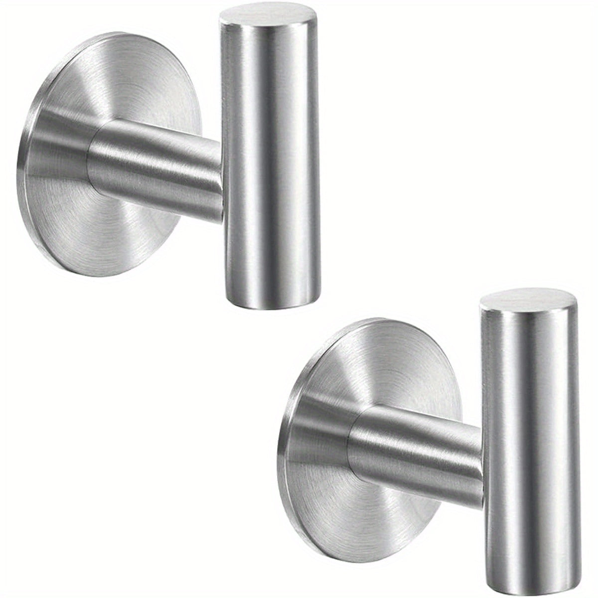 2 Heavy-Duty Adhesive Stainless Steel Hooks