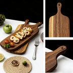 Acacia Wood Charcuterie Board with Handles – Set of 2