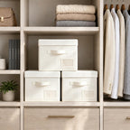 Set of 3 Large Fabric Storage Boxes with Lids