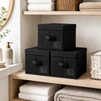 Set of 3 Large Fabric Storage Boxes with Lids